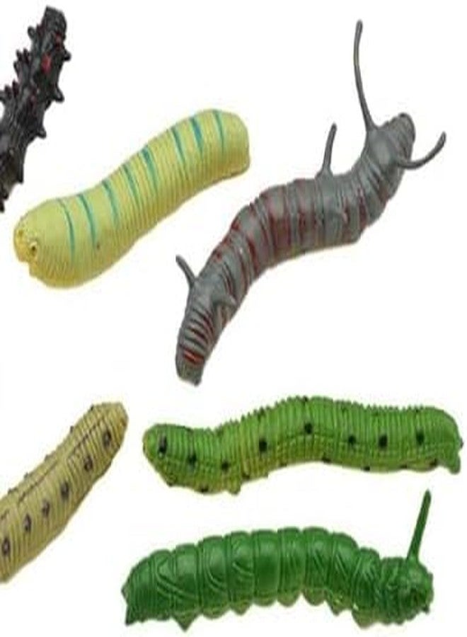 Sluswallow 6 Pcs Random Style Simulation Caterpillar Plastic Fake Worm Crawling Halloween Prank Educational Learning Practical Jokes - Image 1